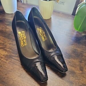 Salvatore Ferragamo Black Heels with Pointed Toe